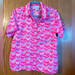 Vineyard Vines pink print pajama shirt set